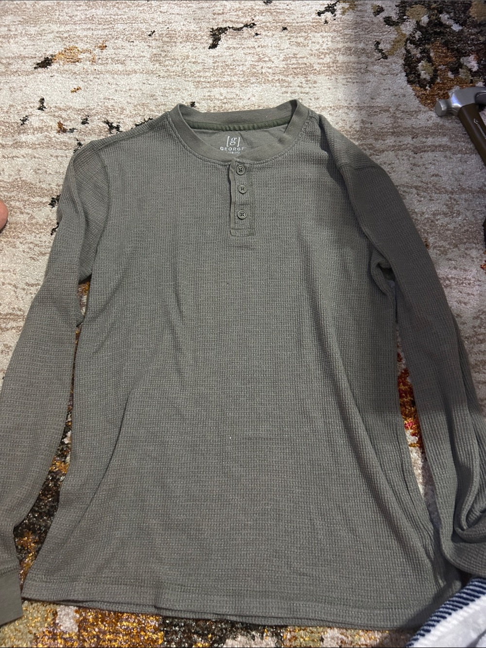 George Olive Ribbed Henley Top